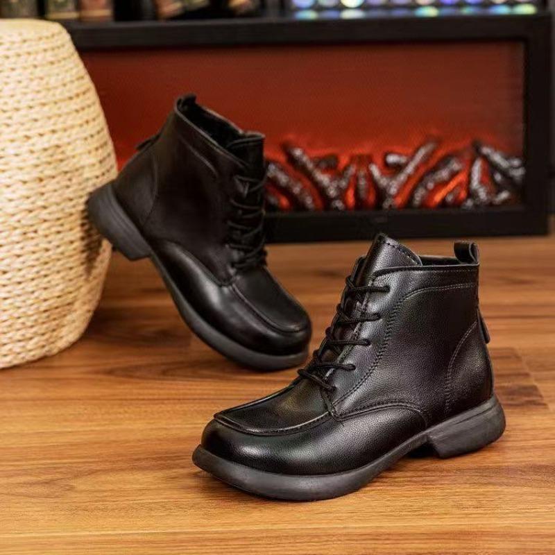 Autumn New Thick Heel Boots Fashionable and Comfortable Retro Soft Sole Non-slip Martin Boots Women