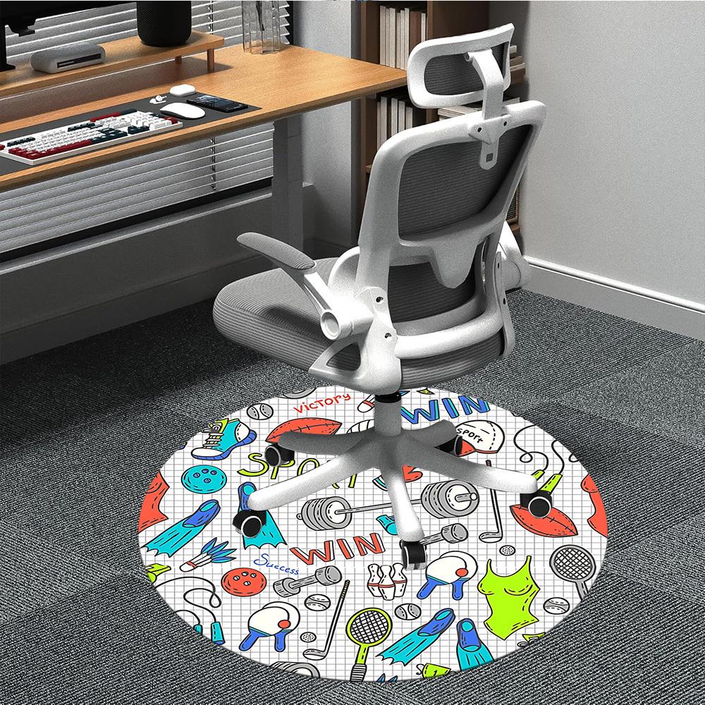

1pc Sports EquipmentChair Carpet for Office, Indoor Non-Slip Washable Polyester Fiber Carpet, Mat For Office, Machine Washable 80cm