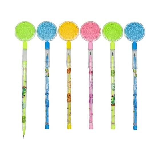 12pcs Mechanical Pencils, Rocket Pencils, Bulk Refill Leads (64pcs), Stackable Dinosaur & Floral Print Pencils with Maze Design, Knock-Type, No