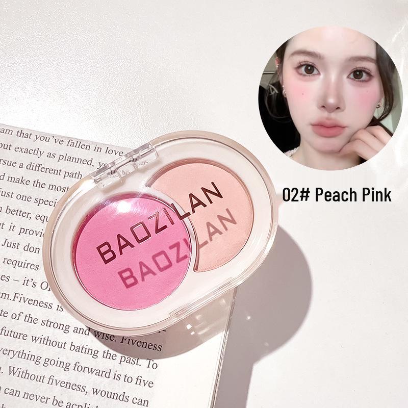 Baozhilan Matte Two-Color Blush & Contour Palette - Natural Finish, Non-Caking, Light Whitening Effect.