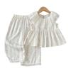 Girls' Floral Lace Collar Vest & Wide Leg Pants Summer Set - Stylish Children's Clothing