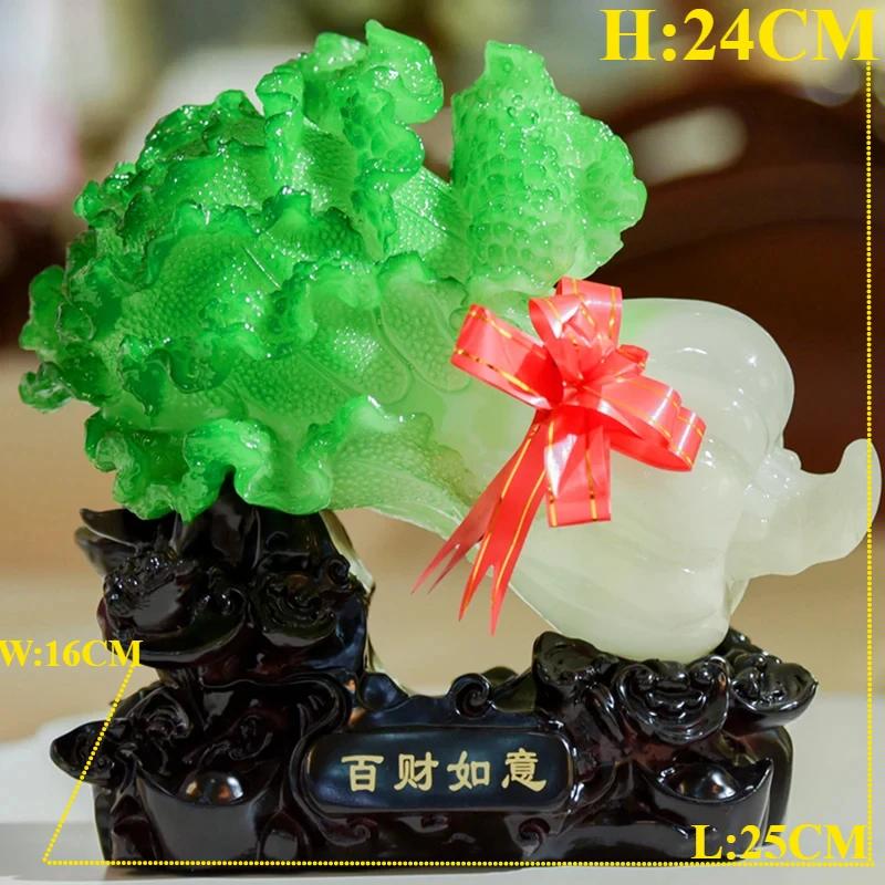 1PCS resin jade cabbage ornaments small size golden toad living room wine cabinet shop craft decoration opening gift