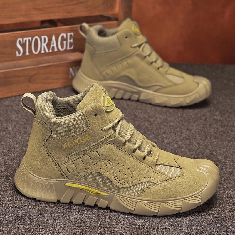 Męskie buty robocze retro z wysoką cholewką: Odporny na zabrudzenia, lekki i trwały na jesienno-zimowe aktywności na świeżym powietrzu.