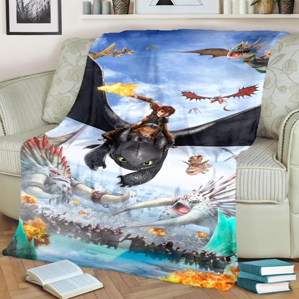 High-quality How to Train Your Dragon Toothless themed printed blanket. Soft and comfortable, a perfect gift for  friends.