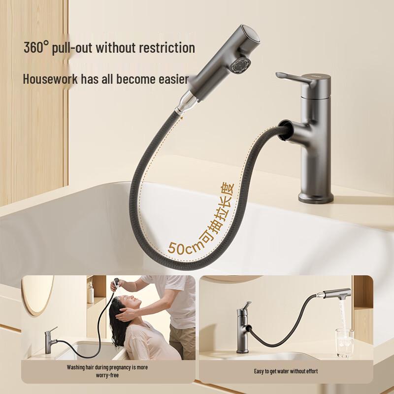 ARROW Gunmetal Grey Pull-Out Basin Faucet