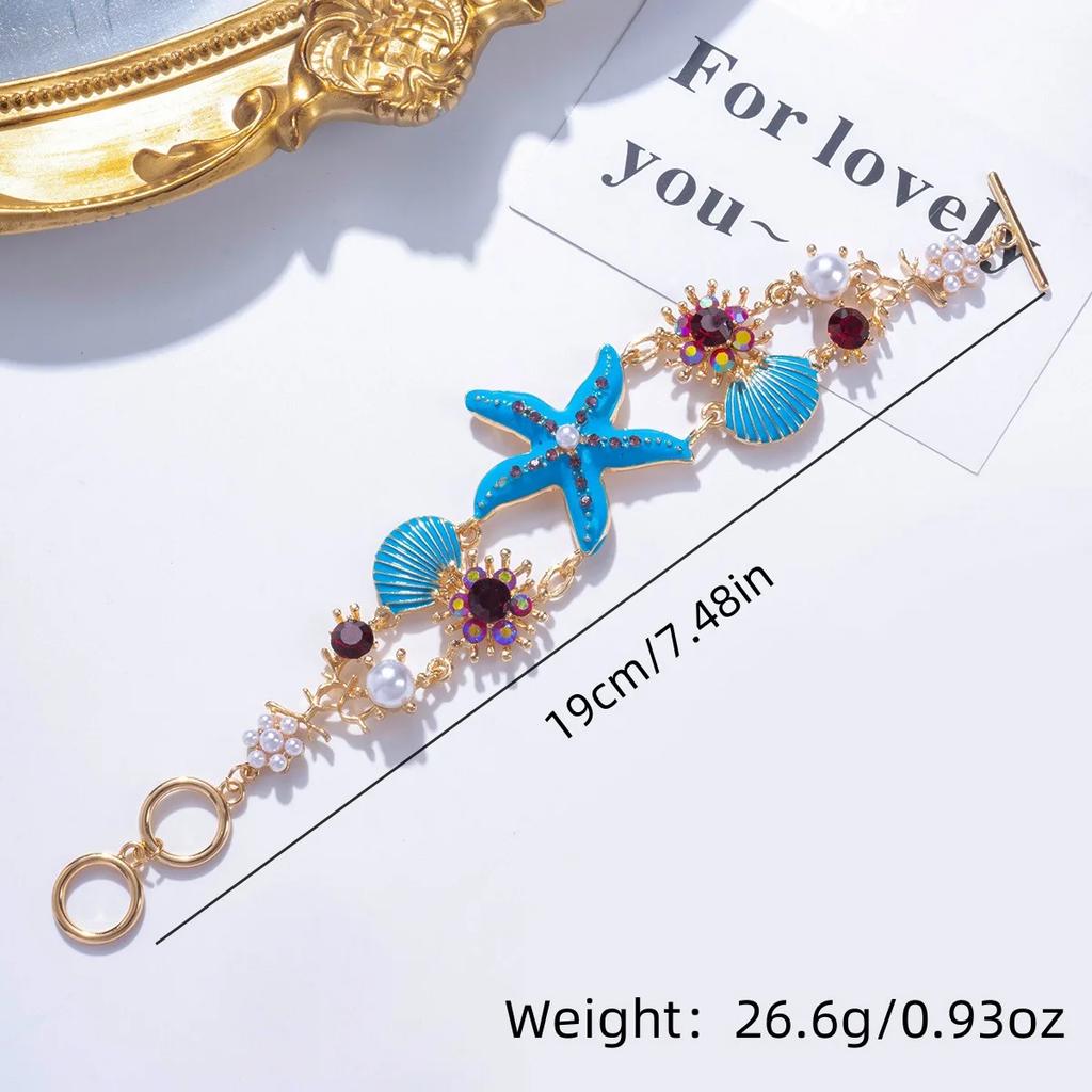 Bohemian Starfish Shell Bracelet For Women Crystal Pearl Summer Bangle Female Seaside Beach Boho Jewelry Accessories