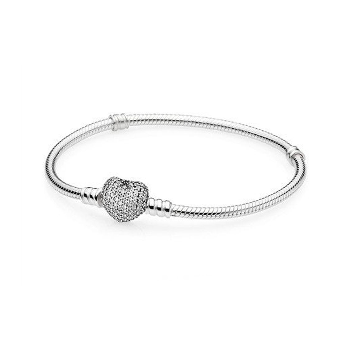 Pandora Sparkling Heart Lock Bracelet Women bracelet Silver 590727CZ16