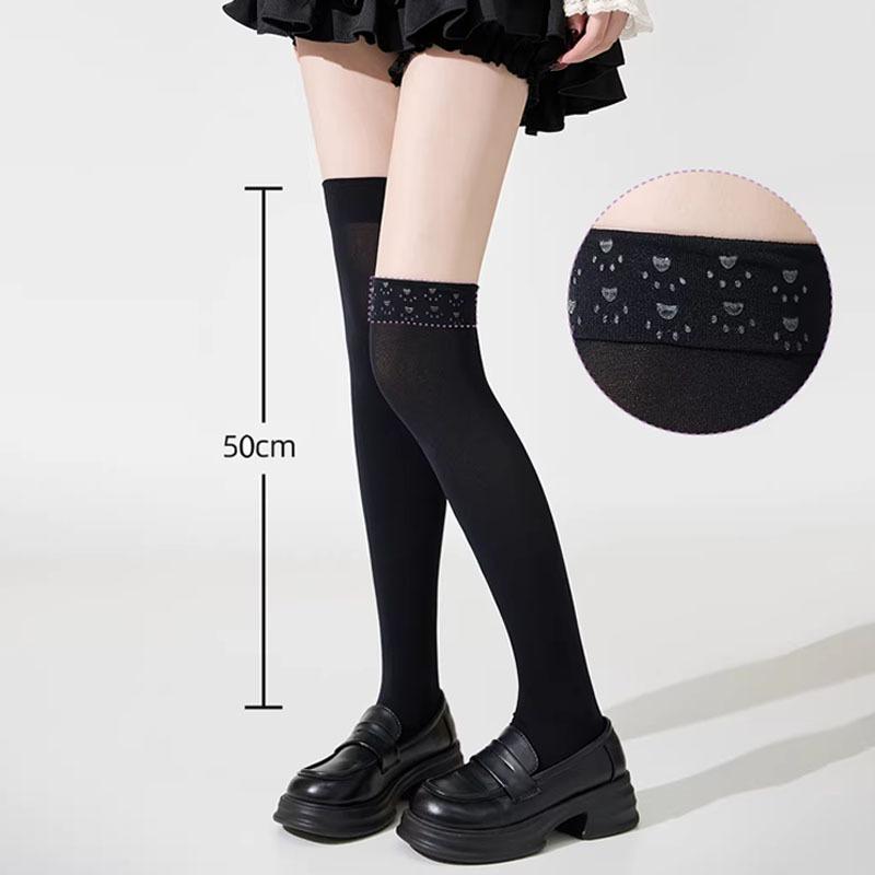 Cat Paw Silicone Dot Grip Over Knee Socks Spring Summer Solid Compression Thigh High Stockings For Women Girls Jk Aesthetic New