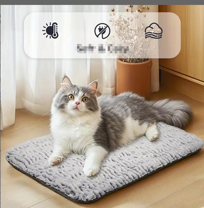 Self-Heating Berber Fleece Striped Cloth Pet Heating Blanket Warm Dog Kennel Supplies with Removable Bed for Dogs and Cats