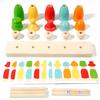 Wooden Puppet Shape Color Matching Game Montessori Learning Toy Puppet Hat Face Match Creative Stacking Desktop Toy for Toddler