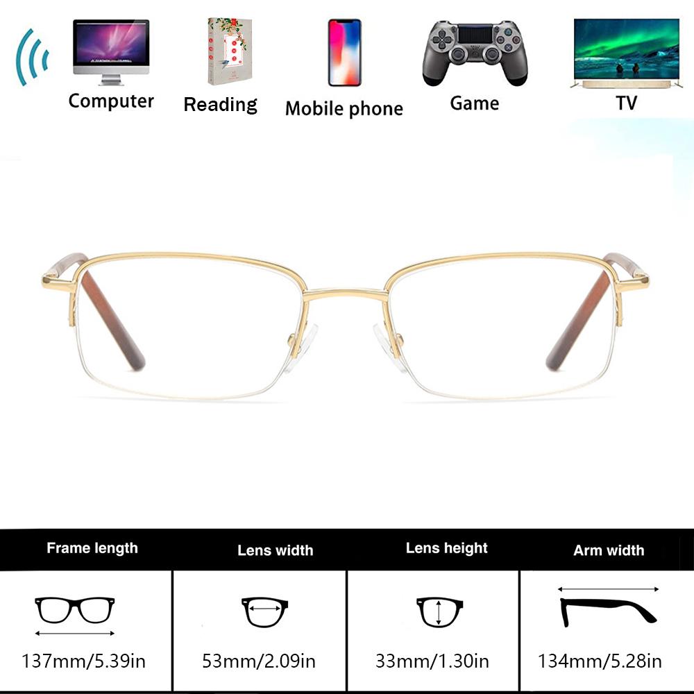 Reading Glasses Metal Frame Retro Presbyopic Glasses Blue Light Blocking  Telescopic Eyeglass Legs HD lenses