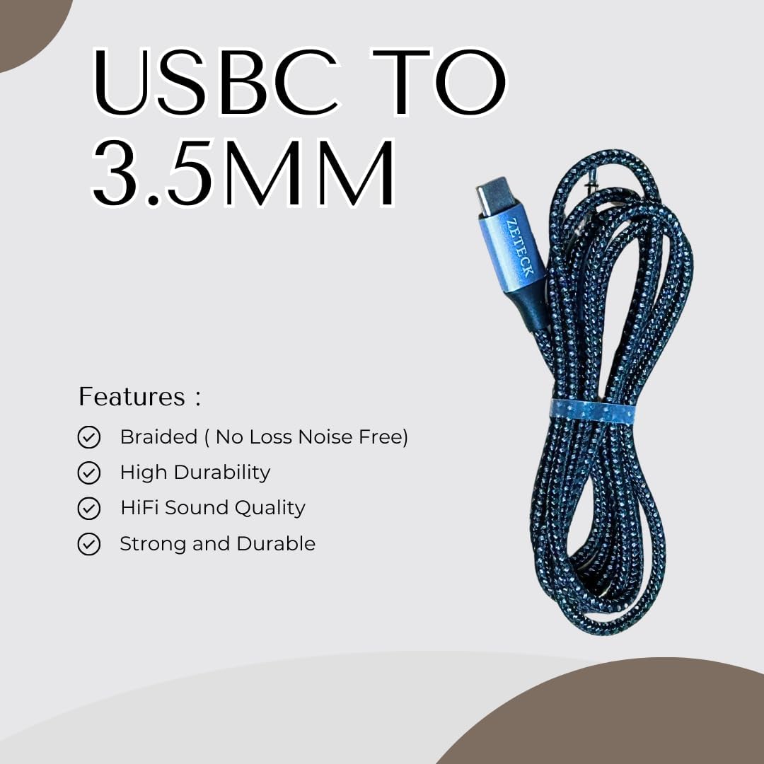 ZETECK USB-C на 3,5 мм адаптер для наушников, совместимый с сериями iPhone 16/15, Galaxy S23/S22/S21/S20, Pixel, iPad Pro
