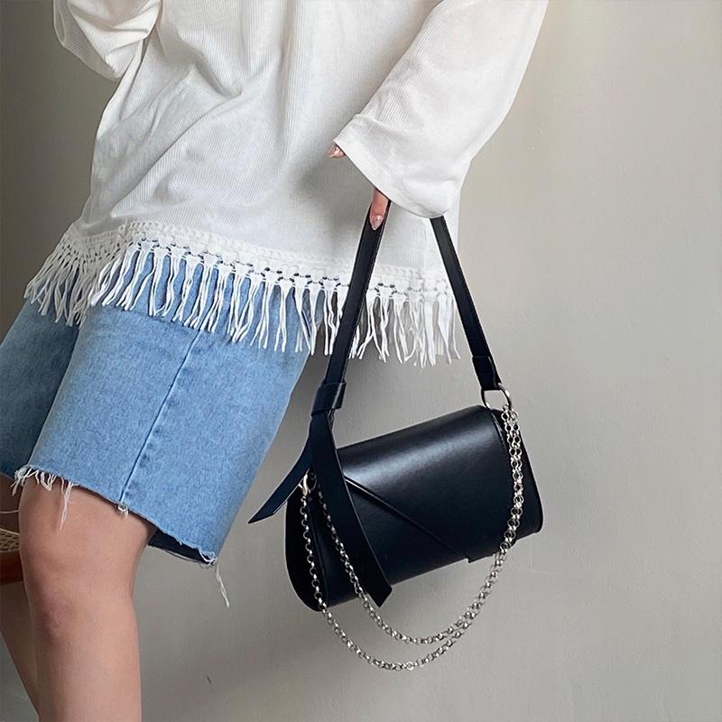 IELGY Niche Design Black Trendy Chain Bag Wild Fashion Foreign Style Single Shoulder Bag Messenger Bag
