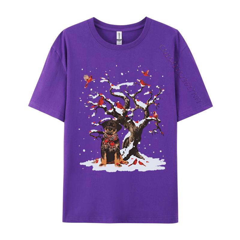 Rottweiler Scarf Cardinal Snow Christmas Tshirt Print Funny Novelty Gift T Shirts For Man Oversized Adult TShirts