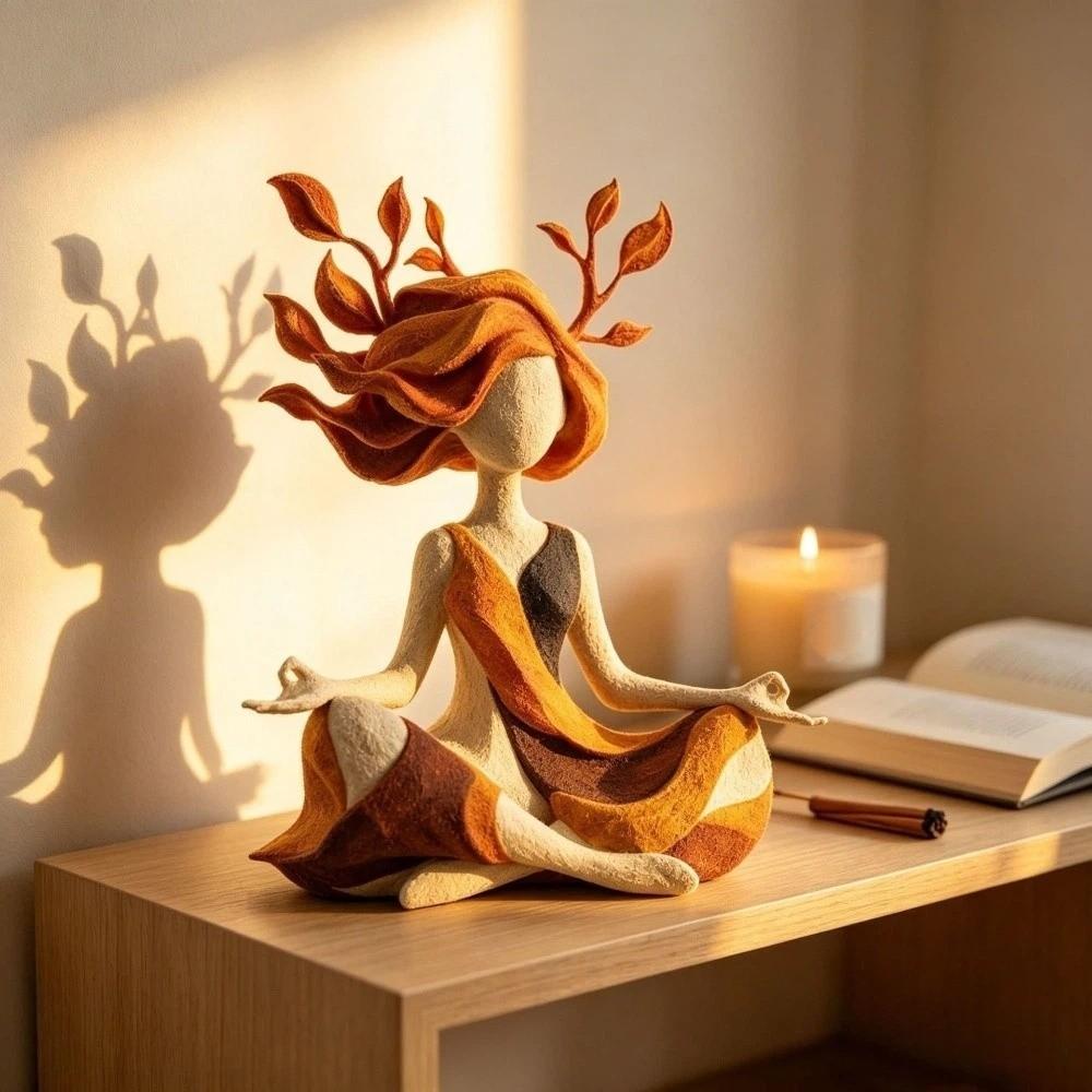 Statua Meditante in Resina Ragazza Yoga Armonia Interiore Statuetta Decorazione Casa Scrivania Ufficio