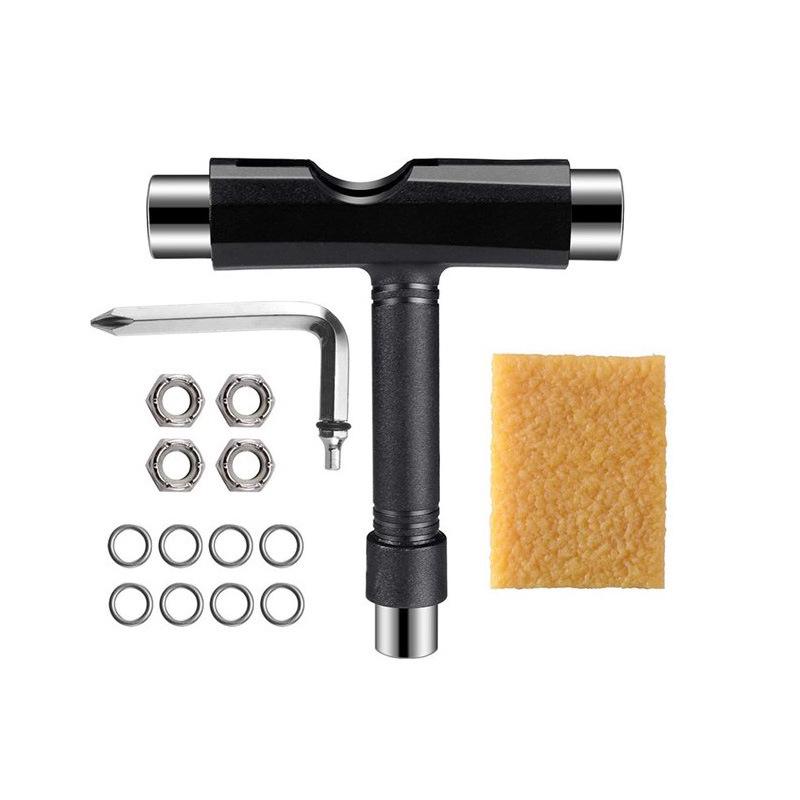 

Four-Wheel Skateboard T-Tool & L-Wrench Repair Kit with Sandpaper Eraser