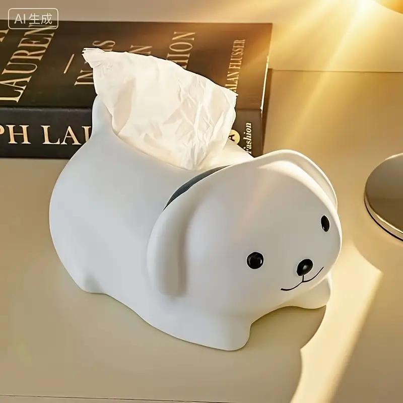 Cartoon Cute Little White Dog High End Tissue Box Living Room Tea Table Napkin Box Dining Table Household Drawpaper Box
