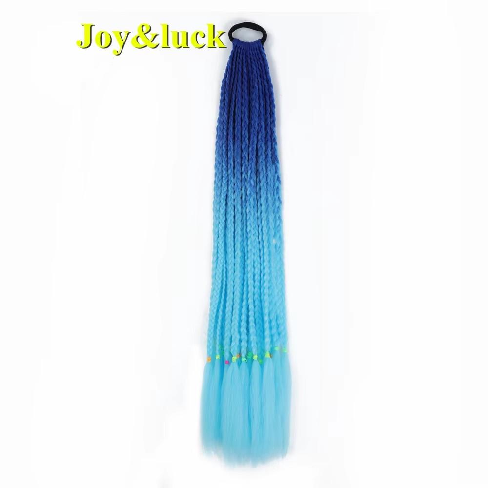 24 Zoll Ombre Yaki Straight Synthetische Haarverlängerungen Mädchen Farbe Geflochten Zopf Gummiband Box Braid