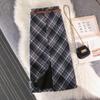 Women's Retro Plaid Wool Midi Skirt - High Waist, Slimming, A-Line, with Slit for Autumn/Winter