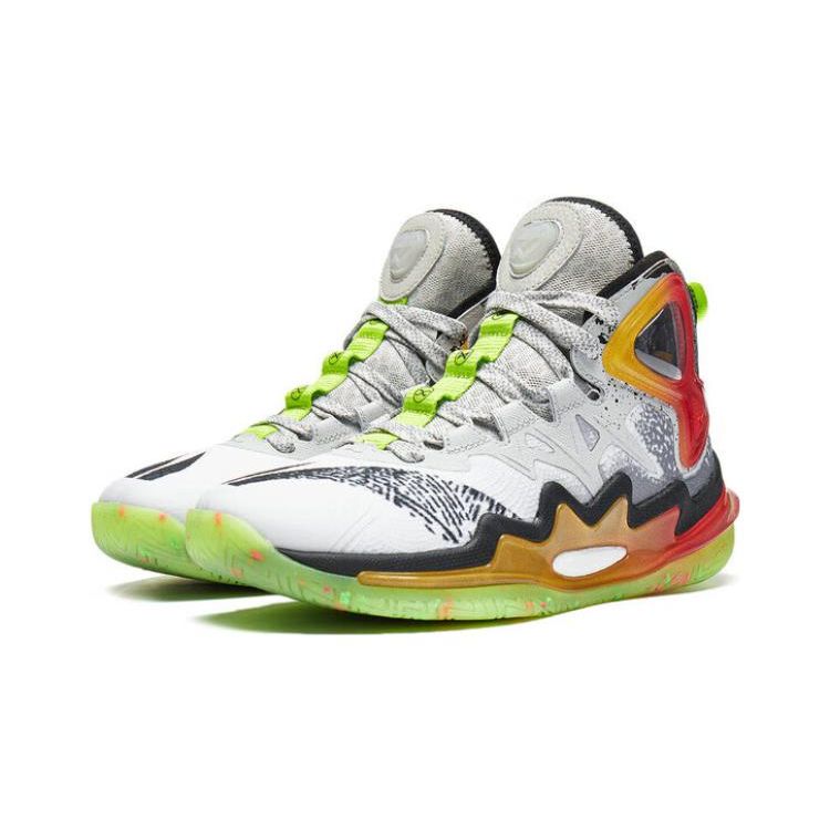 Li-Ning Cloud Anti-Slip Shock Absorbing Lightweight Rebound High-Top Basketball Shoes Kids sneakers White Gray YKBT070-7