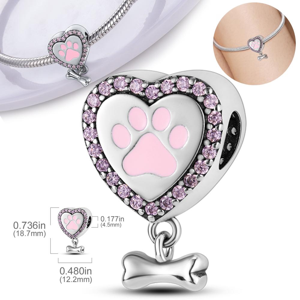 Charms Copper Heart-Shaped Cute Claw Bone Pendants Fit Charms Plata Original Bracelet Women Jewellery Making Fine Gifts