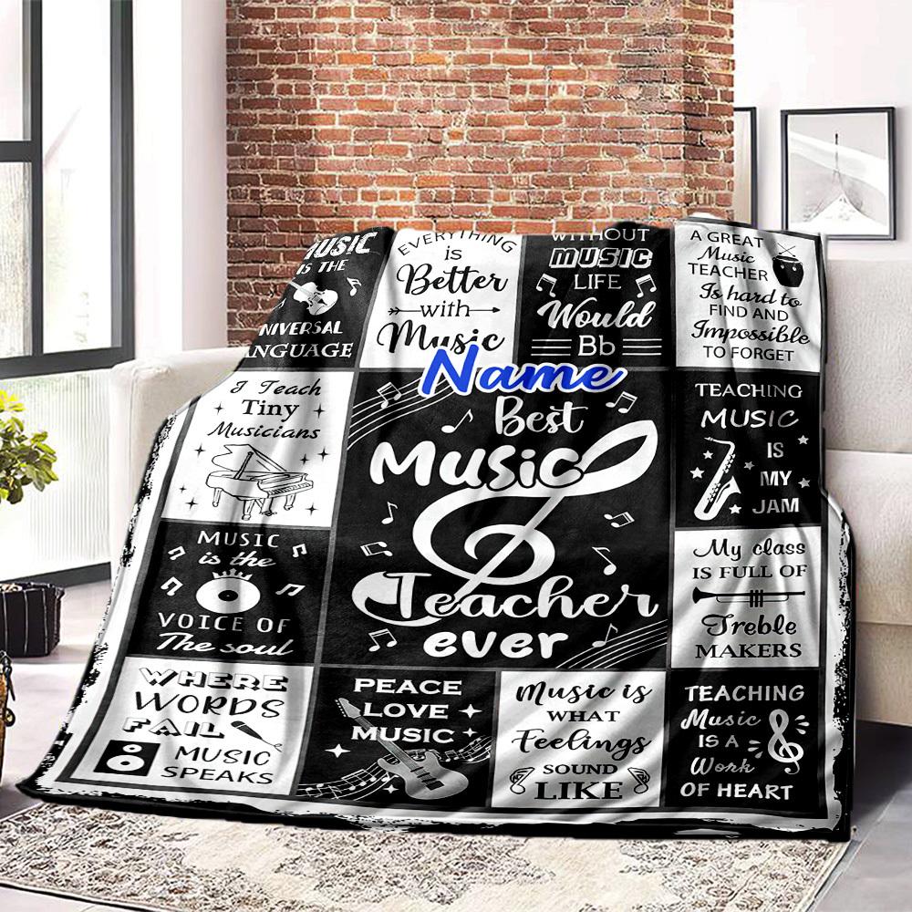 Music Teacher Blanket Custom Name Home Decor Soft Cozy For All Seasons Perfect Gift For Office Bed Living Room Picnics Sofas Birthdayst75