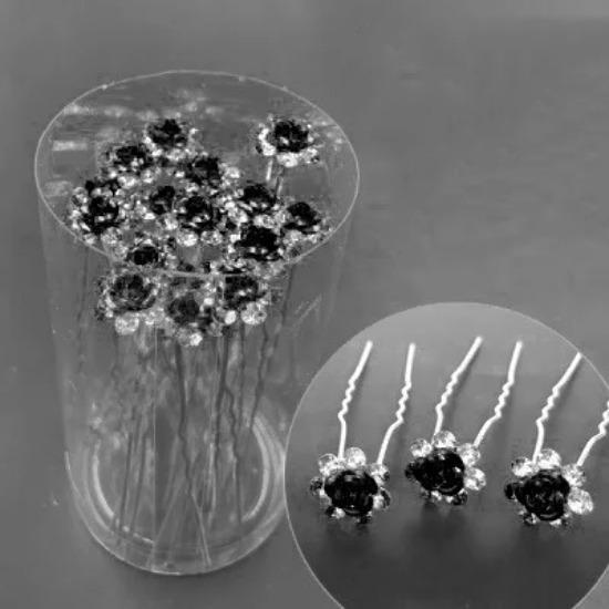 20pcs/set Women U-shaped Hair Fork Pin Crystal Rose Flower Hairclips Rhinestone Hair Stick Wedding Bridal Jewelry Headwear Gift