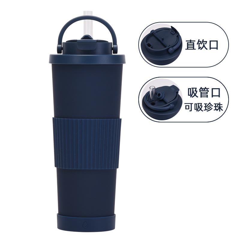 830Ml Large-Capacity Thermos Cup, Convenient Handle, One Cover, Double Drink Belt, Waist Cover, Water Cup, Large Hole Straw, Water Cup