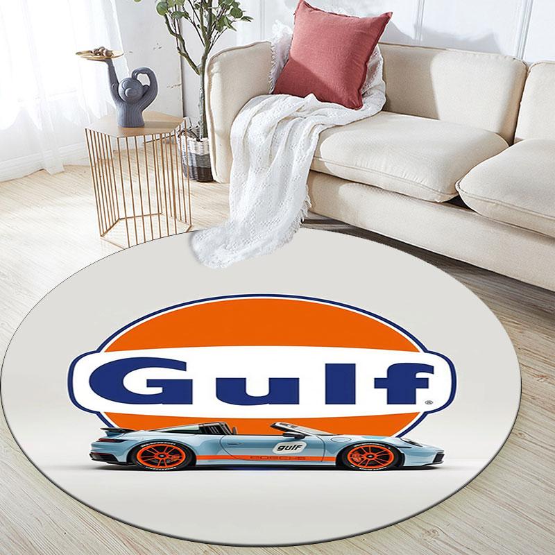 Gulf Racing Art pattern round rug,Carpet Rug for Living Room Bedroom Playroom ,Non-slip Floor Mat,Holiday Gifts and Birthday Gifts.