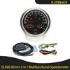 Universal 85mm 3 in 1 Multifunctional 0-120 0-200 KM MPH GPS Speedometer with 8000RPM Tachometer Fuel Level 7 Colors Backlight