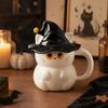 with Lid Ceramic Ghost Cat Mug Creative Milk Cup Magic Hat Cartoon Cat Mug  Breakfast Mug
