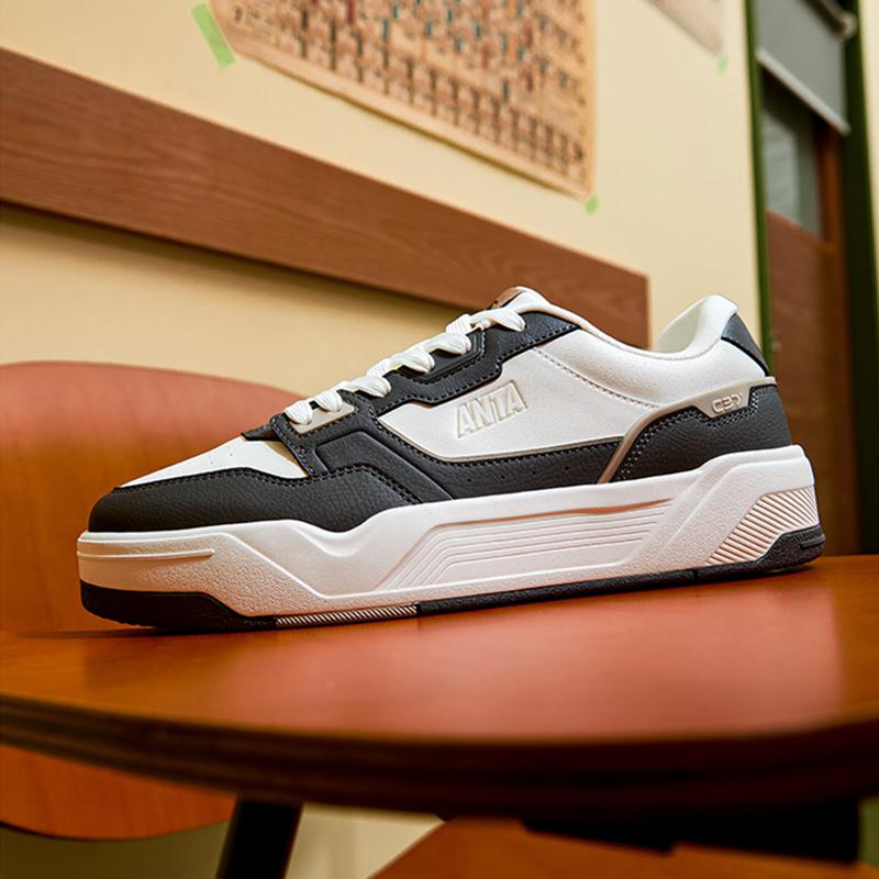 New Anta C37 Series Abrasion Resistant Height Increasing Low Top Skateboard Shoes Men's White Black 112538022-6