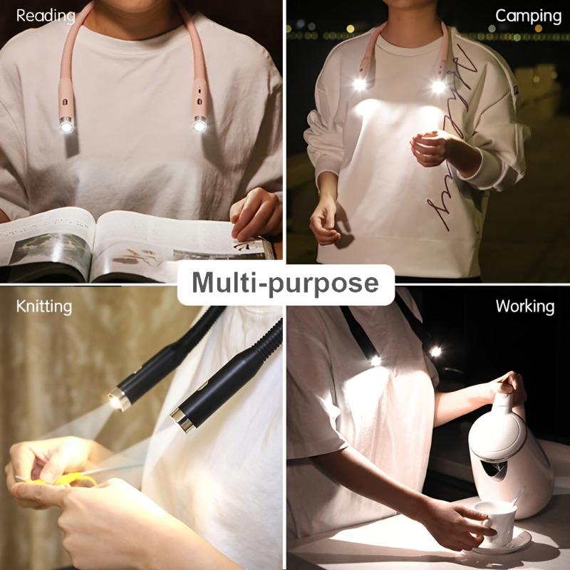 1PC Multi-function Neck-mounted Reading Light with 3 Brightness and Color Modes - Supports USB Charging, Adjustable Telescopic Arm
