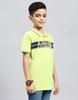 MONTE CARLO Boys Printed Green Polo Neck Half Sleeve T-Shirt