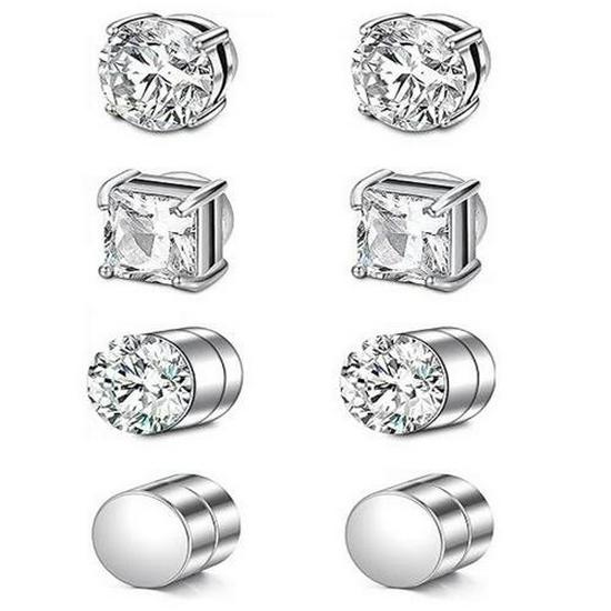 European and American Zircon Non-Piercing Ear Clips and Stud Earrings Set