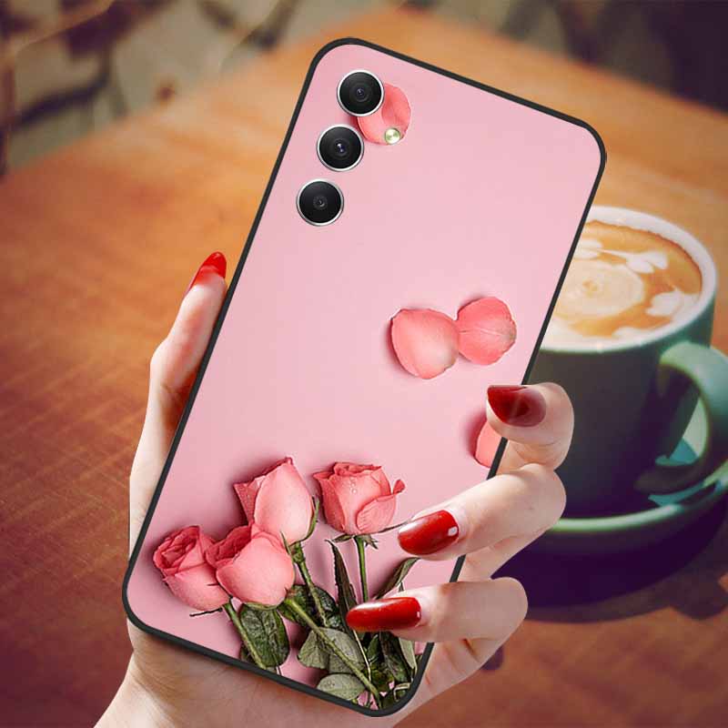 For Samsung Galaxy A55 5G Case Black TPU Silicone Beautiful Pattern Phone Cases for Galaxy A55 Shockproof Soft Cover A 55 6.6''