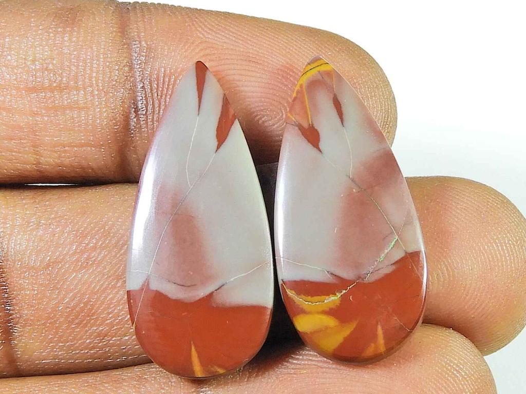 23Cts. Natural Noreena Jasper (13mm X 28mm Each) Pear Cabochon Match Pair SK-2725