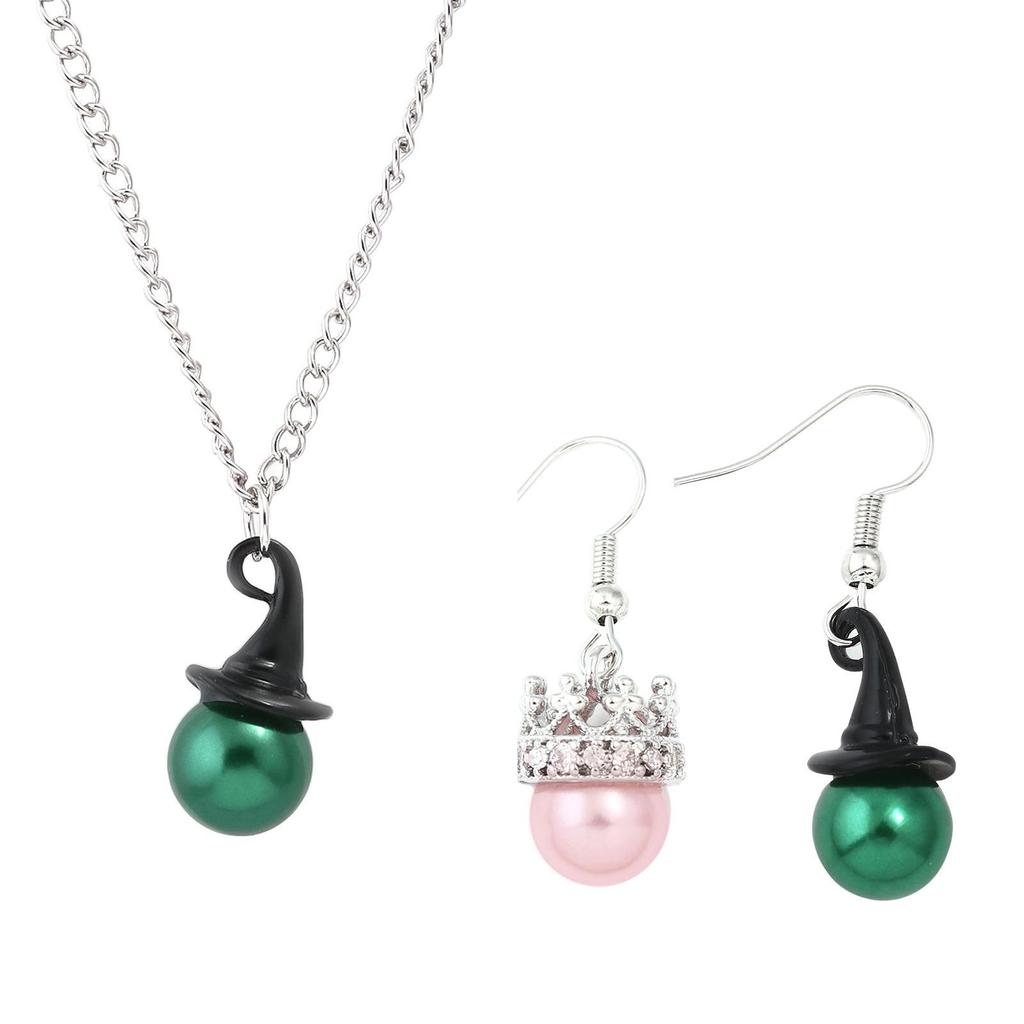 Enchanted Witch's Good Friend Bestie Bracelet with Magic Hat, Staff, and Crown Necklace