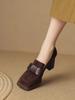 Women High 2025 New Heels Fashion Bow Dress Loafers Female Platform Heels Leather Shoes Mary Jane Retro  Women Shoes Solid Color