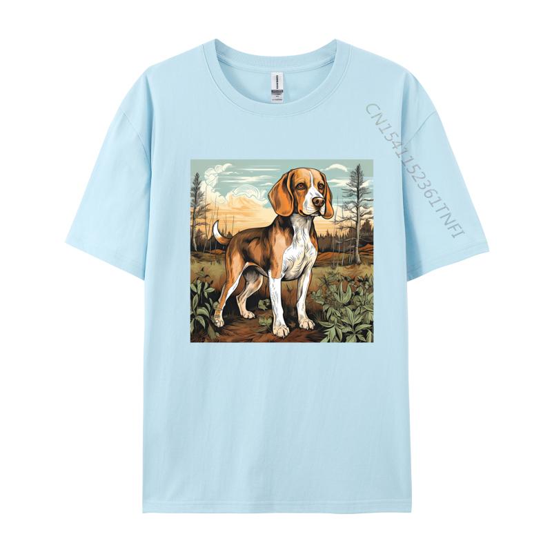 Dog Beagle Dog In Retro TShirt Dog Outdoor Casual Cotton Mens Tees Fashionable Fitted Tshirts For Autumn