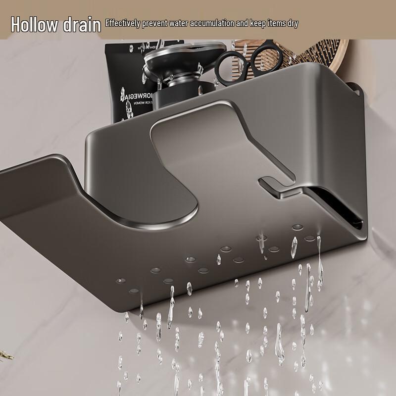 Wall-Mounted Hair Dryer Holder with Storage Shelf