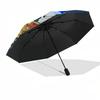 1pc Shark Pizza Automatic Open Close Umbrella  Windproof Canopy, Automatic Open Close Button10190