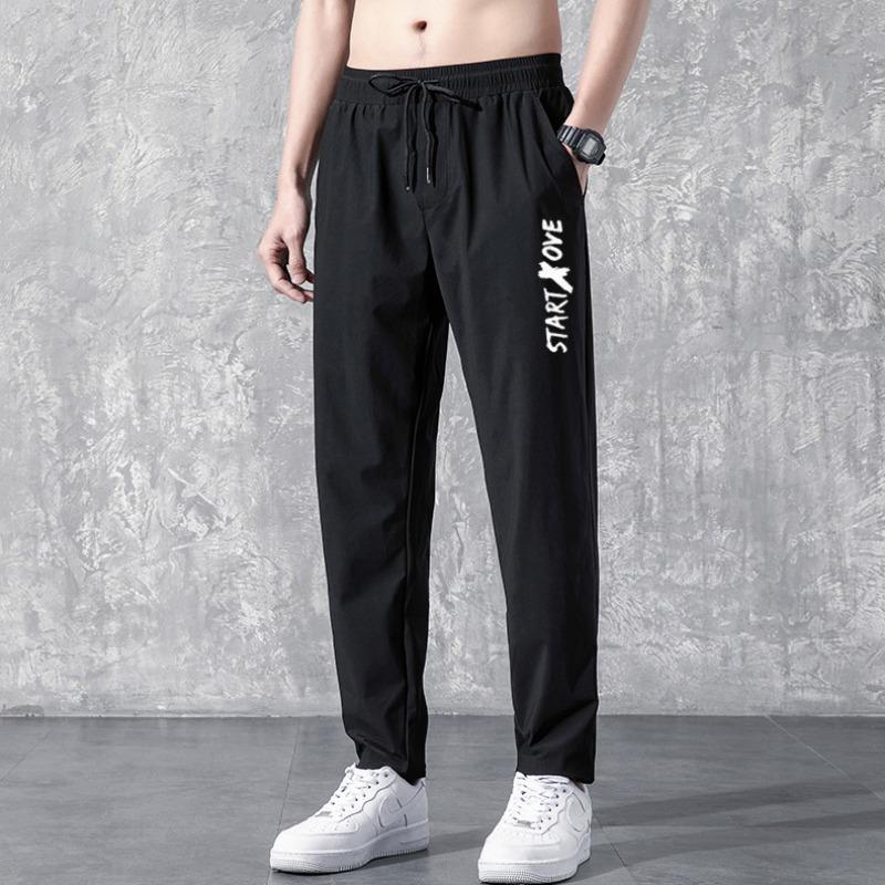 Straight trousers men's summer thin new loose large size sports casual pants