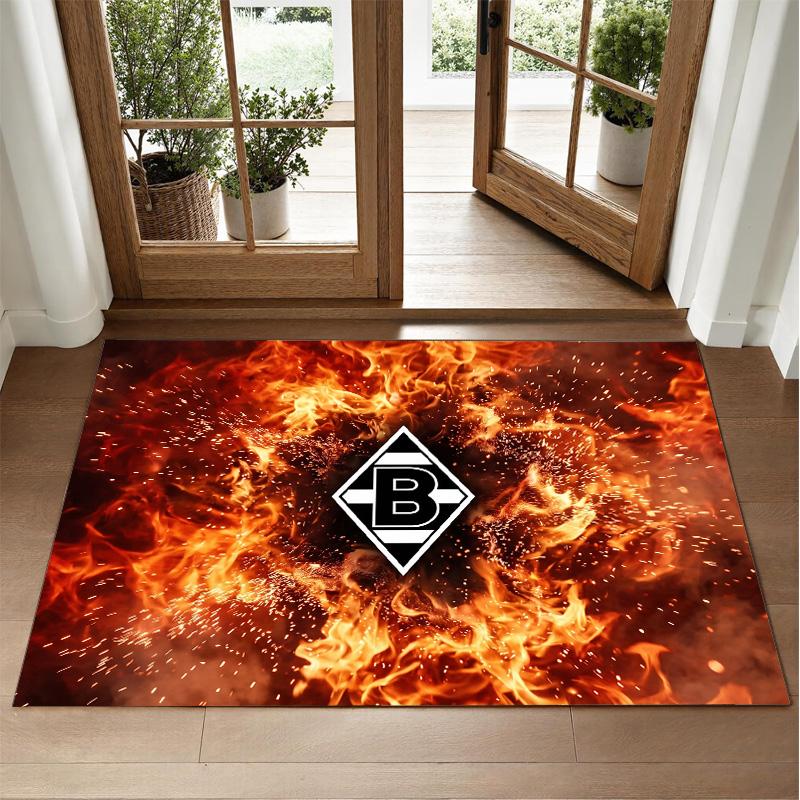 Borussia Mönchengladbach Design Crystal Velvet Rug Soft Decorative Mat for Bedroom Entrance