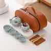 Yipan Ru Kiln Sky Blue Hand-Grip Travel Tea Set