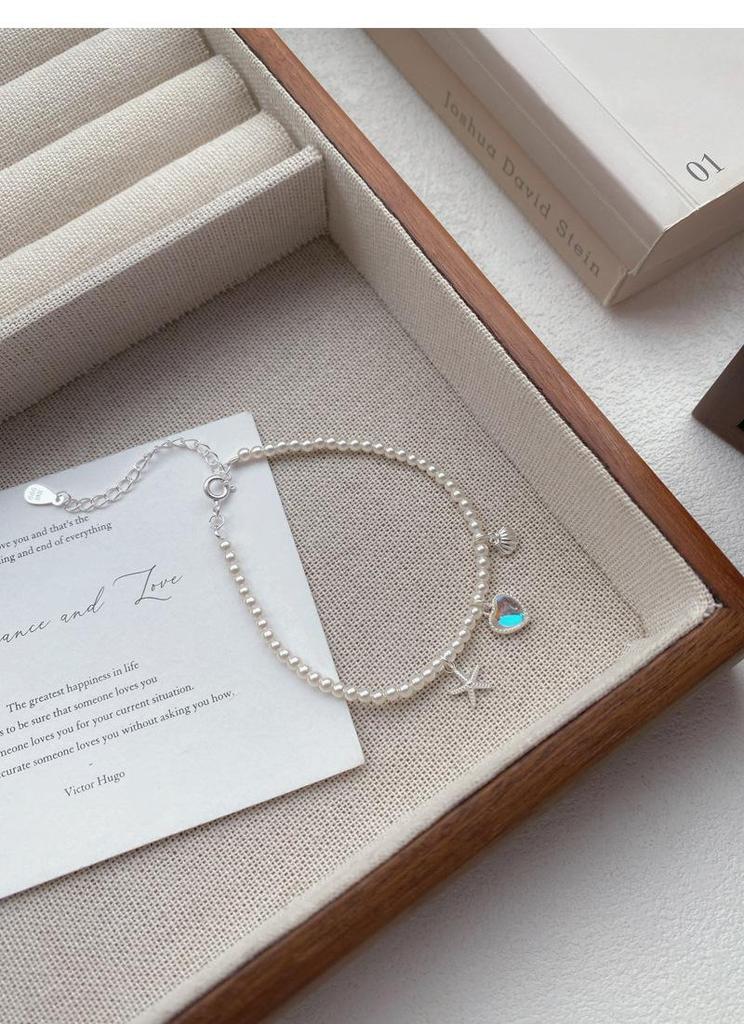 Bracciale di Lusso in Argento Sterling con Stella Marina e Perla di Conchiglia per Donna, Moda Lusso Leggero
