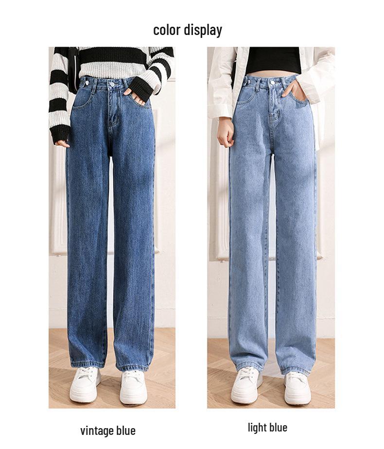 Women's High-Waist Adjustable Multi-Button Wide-Leg Jeans - Loose, Drapey, Slimming, Autumn Pants
