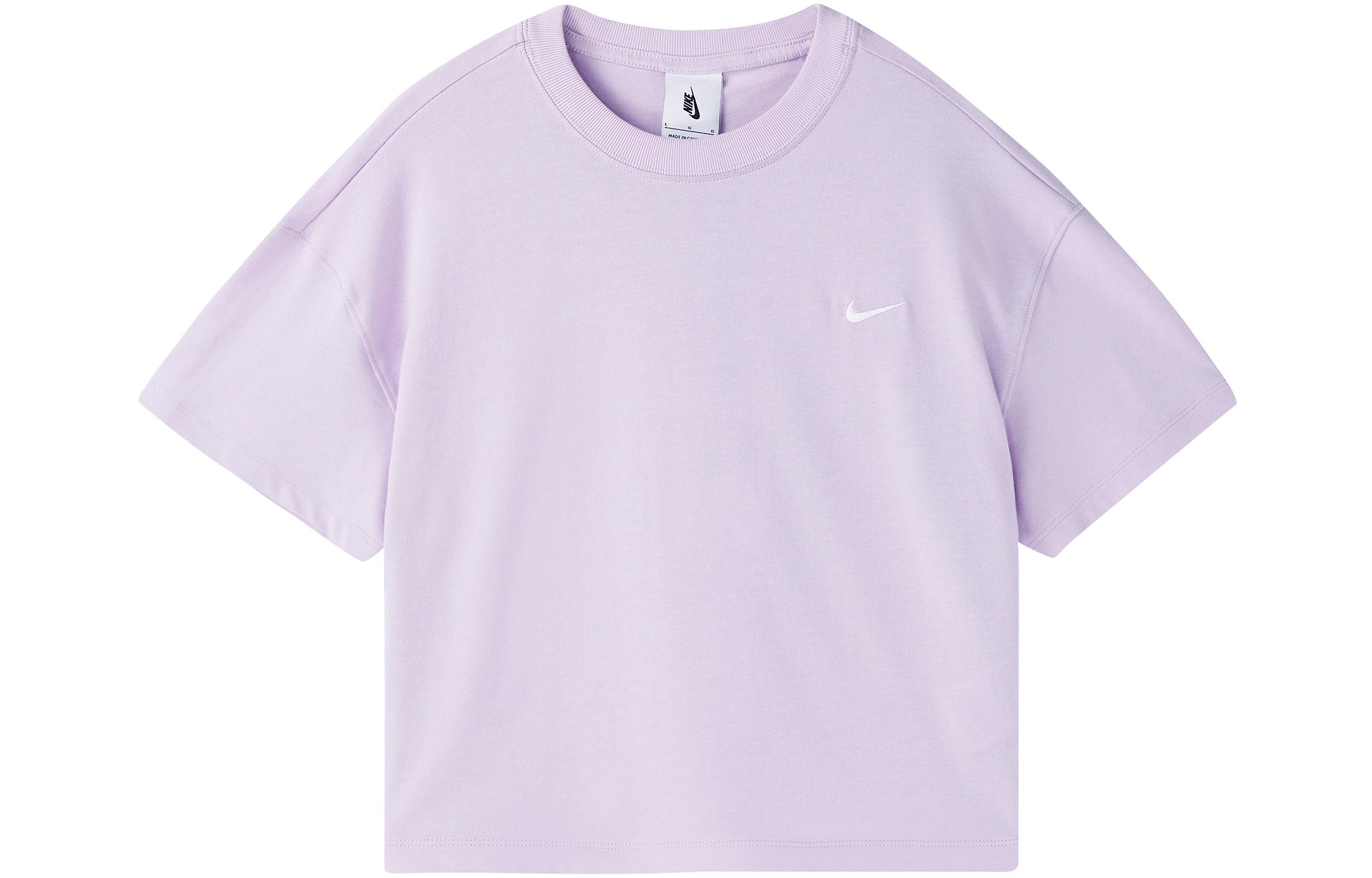 Nike Crop Tops Women s Pink Purple Crew Neck Moderate DA0324-530 S