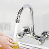 Kitchen Sink Faucet Wall Mounted Bathroom and Cold Water Tap Double Hole Tap Sink Water Faucet Household Kitchen Accessories