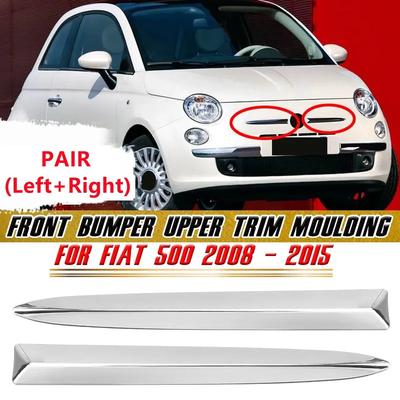 Pair Chrome Front Bumper Upper Grill Moulding Trim For Fiat 500 2007-2015 735455041 735455042 Front Bumper Lower Trim Moulding